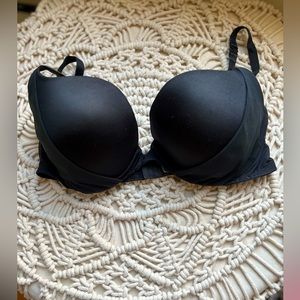 Victoria Secret padded demi bra black with lace layover 36D